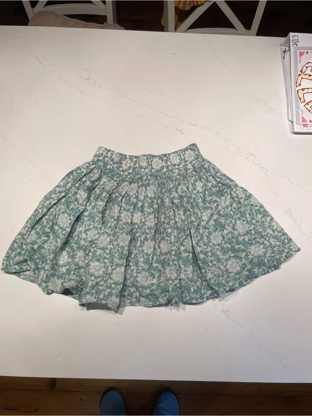 American Eagle Outfitters Teal Green Floral Circle Skirt